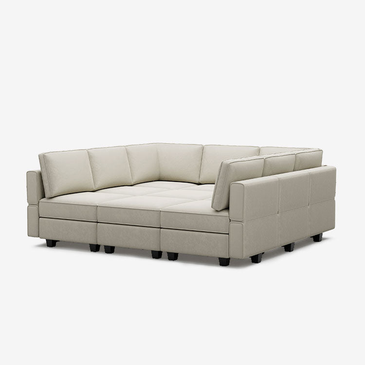 Belffin 9 Seats + 9 Sides Modular Velvet Sleeper Sofa with Storage Seat