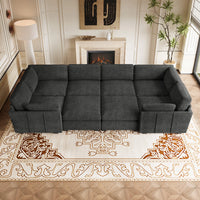 Graphite-Grey-/-Chenille-8-Seat-Wraparound-Pit-Sectional