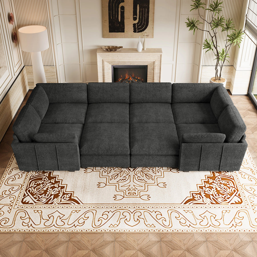 Graphite-Grey-/-Chenille-8-Seat-Wraparound-Pit-Sectional