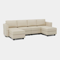Shoji-White-/-Faux-Leather-6-Seat-U-Shaped-Open-Sectional