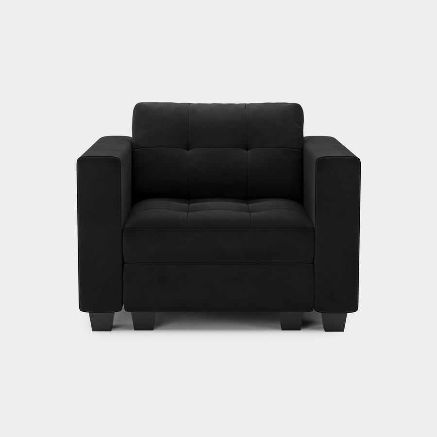 Ebony-Black-Velvet-Tufted-Modular-Single-Armchair-Belffin