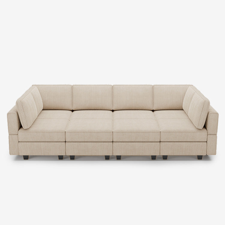 Belffin 8 Seats + 8 Sides Modular Corduroy Sleeper Sofa with Storage Seat