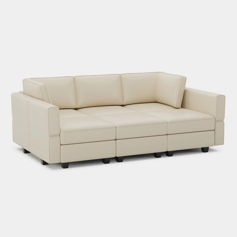 Shoji-White-/-Faux-Leather-6-Seat-Pit-Sectional