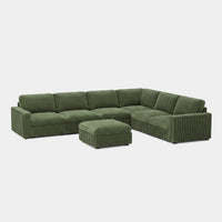 Olivewood-Green-/-Corduroy-7-Seat-U-Shaped-Sectional