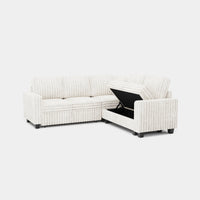 White-Beige-/-Faux-Rabbit-Fur-Corduroy-5-Seat-L-Shaped-Pullout-Sectional