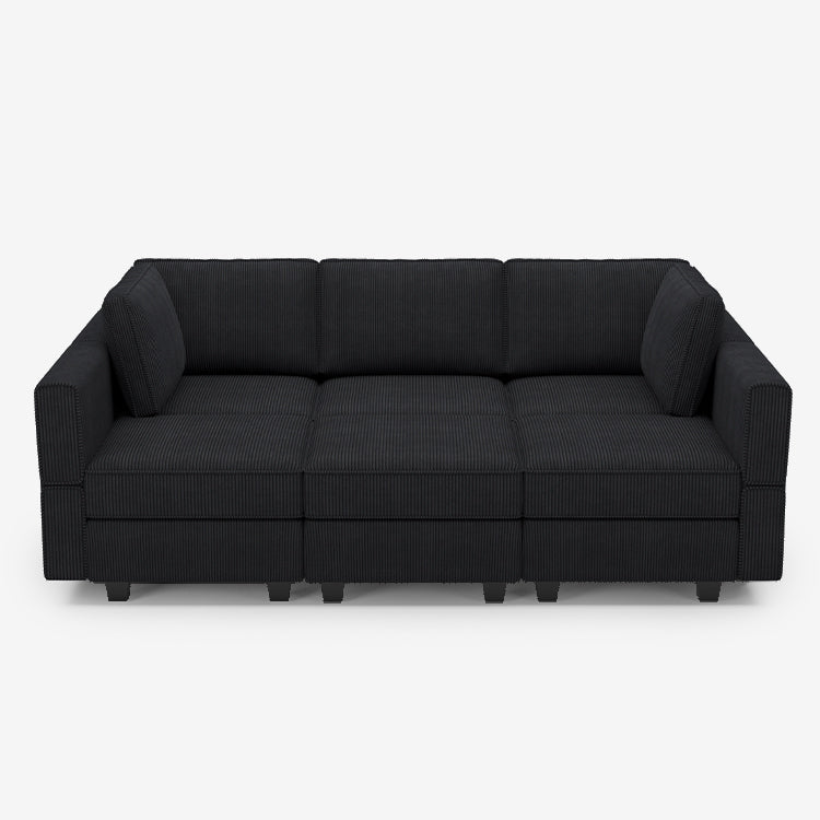 Belffin 6 Seats + 7 Sides Modular Corduroy Sleeper Sofa with Storage Seat