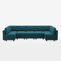 Peacock-Blue-/-Terry-12-Seat-U-Shaped-Pit-Sectional