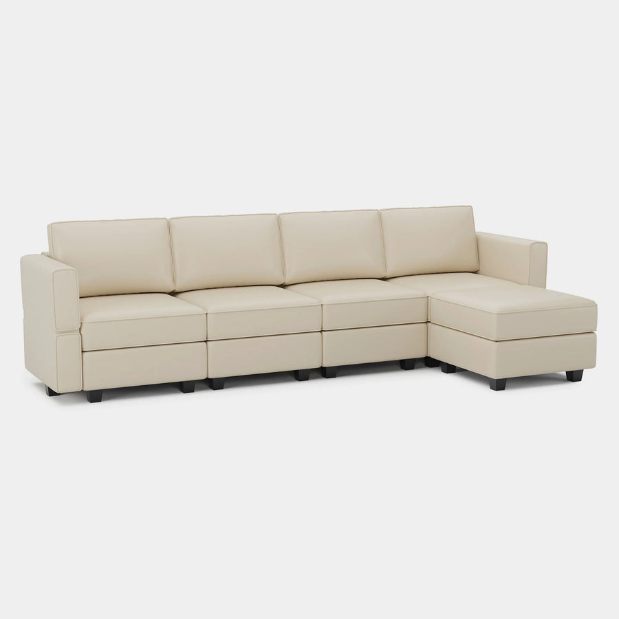 Shoji-White-/-Faux-Leather-5-Seat-L-Shaped-Sectional