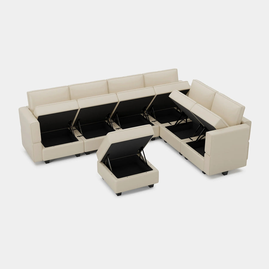 Shoji-White-/-Faux-Leather-7-Seat-L-Shaped-Sectional