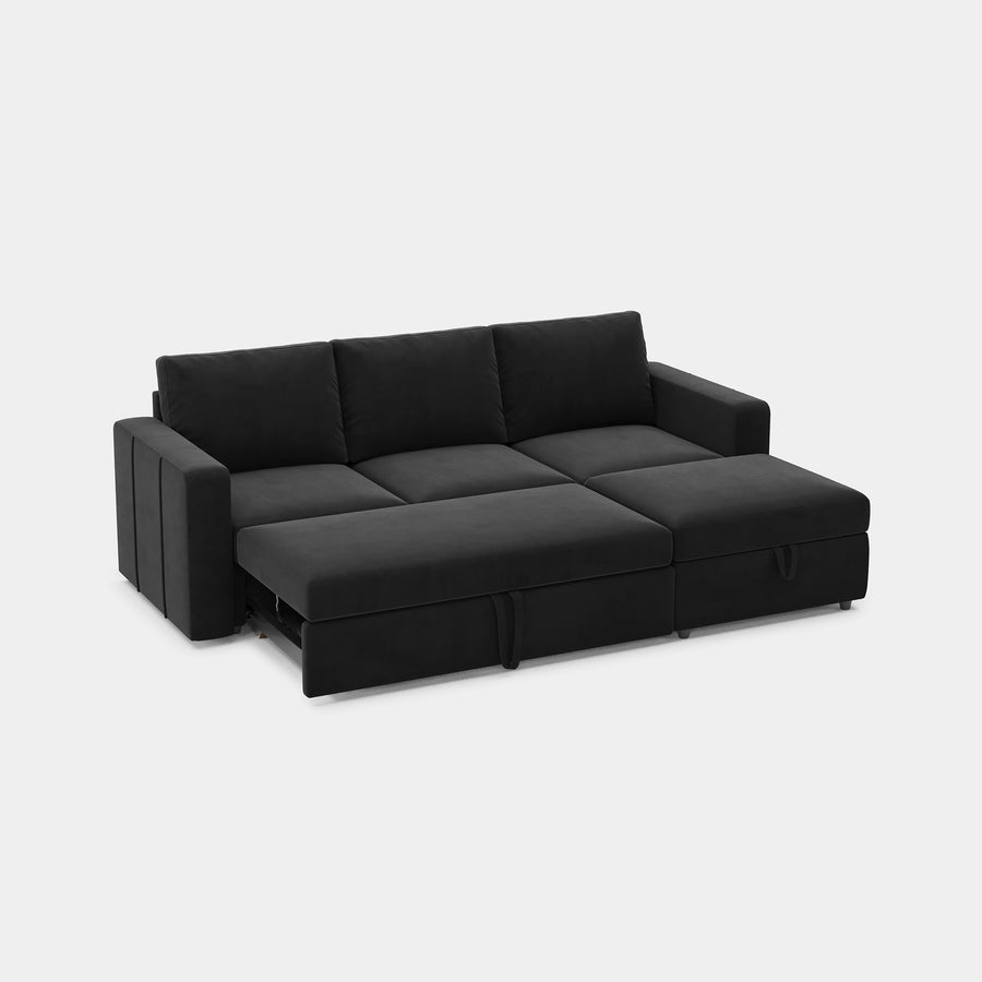 Ebony-Black-/-Velvet-4-Seat-L-Shaped-Pullout-Sectional