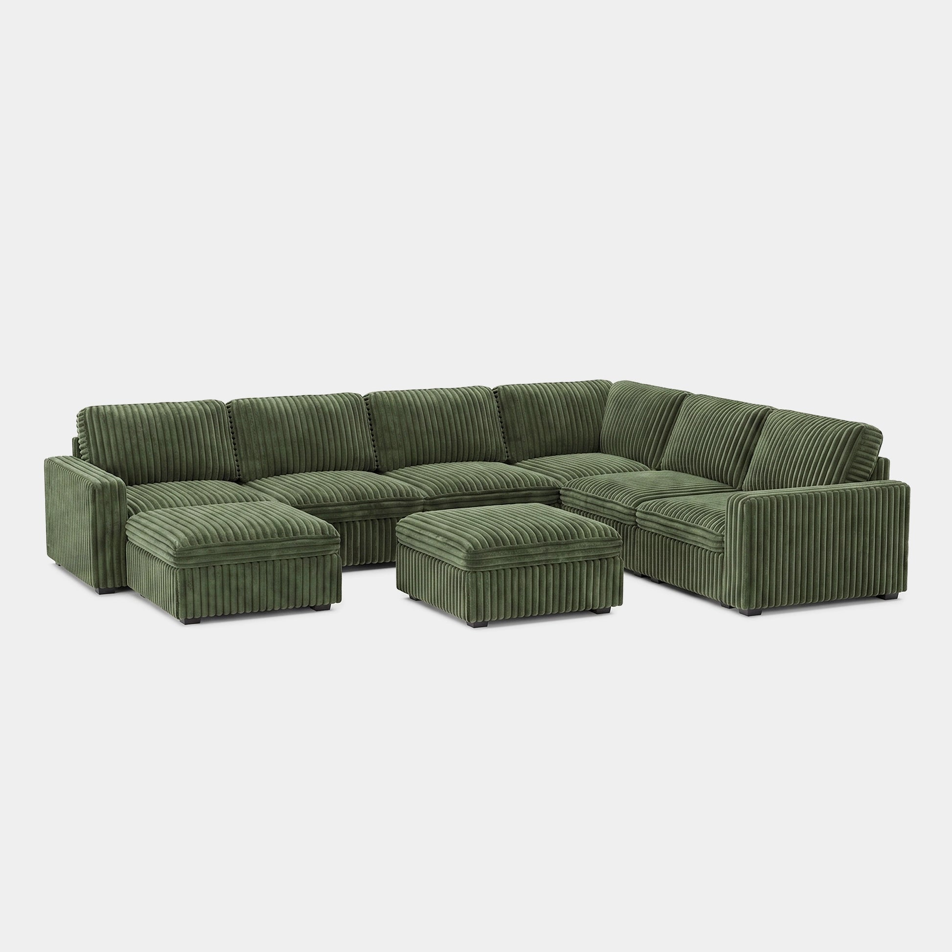 Olivewood-Green-/-Corduroy-8-Seat-U-Shaped-Sectional