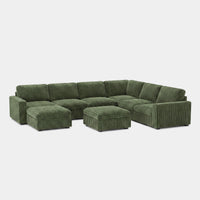 Olivewood-Green-/-Corduroy-8-Seat-U-Shaped-Sectional