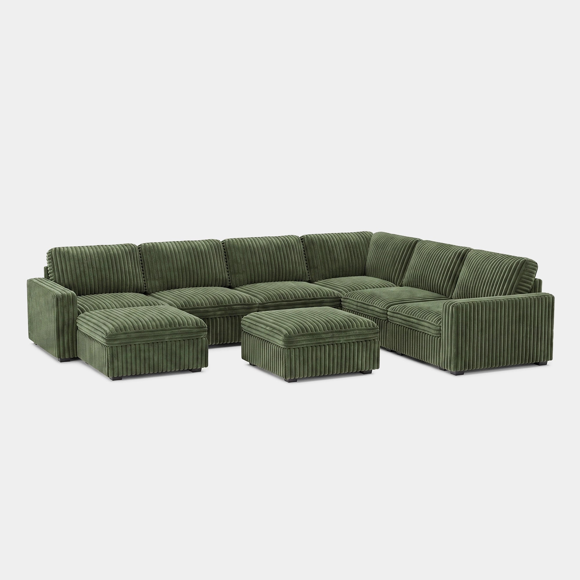 Olivewood-Green-/-Corduroy-8-Seat-U-Shaped-Sectional