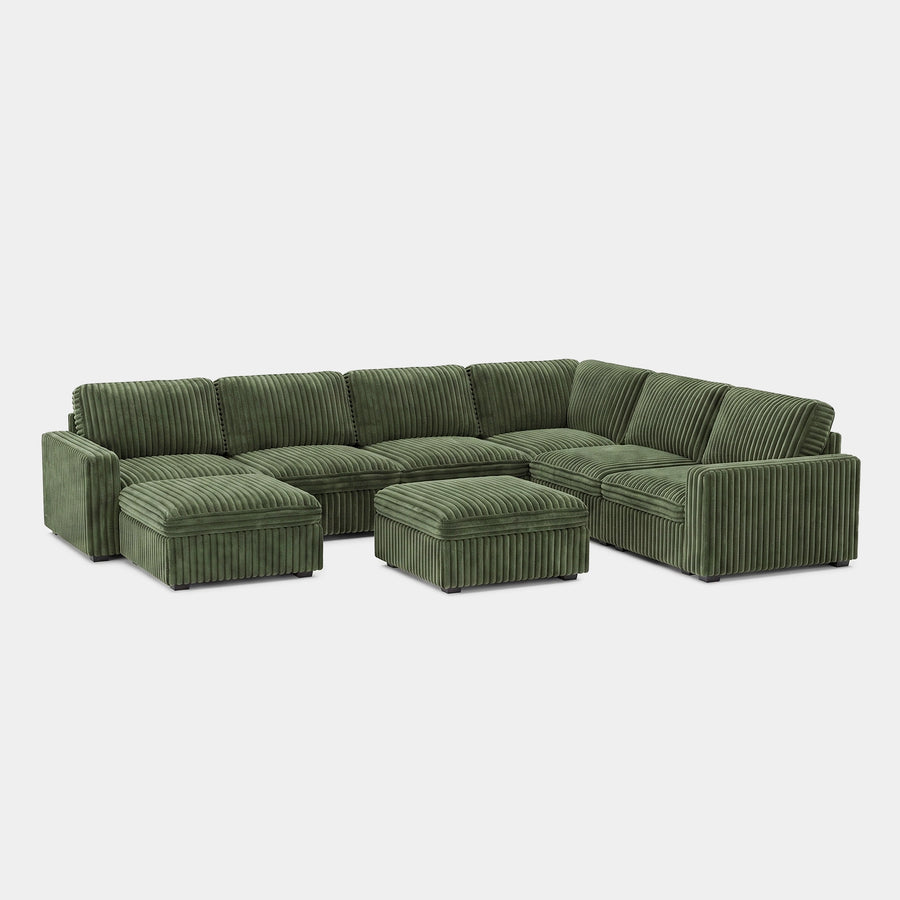 Olivewood-Green-/-Corduroy-8-Seat-U-Shaped-Sectional