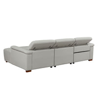 Mist-Gray-/-Genuine-Leather-3-Seat-Right-Chaise-Sectional