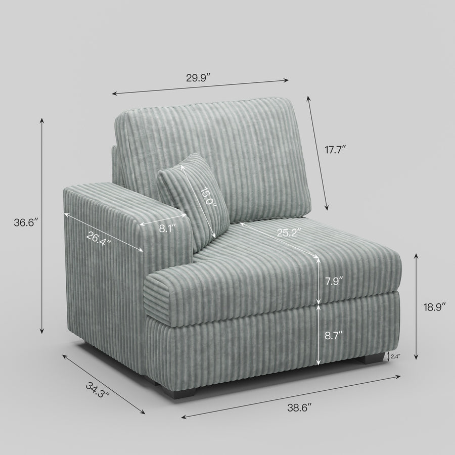 Frosted-Grey-/-Corduroy-Module-Left-Seat-dimension