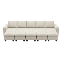 Cotton-Beige-/-Velvet-10-Seat-Open-Pit-Sectional