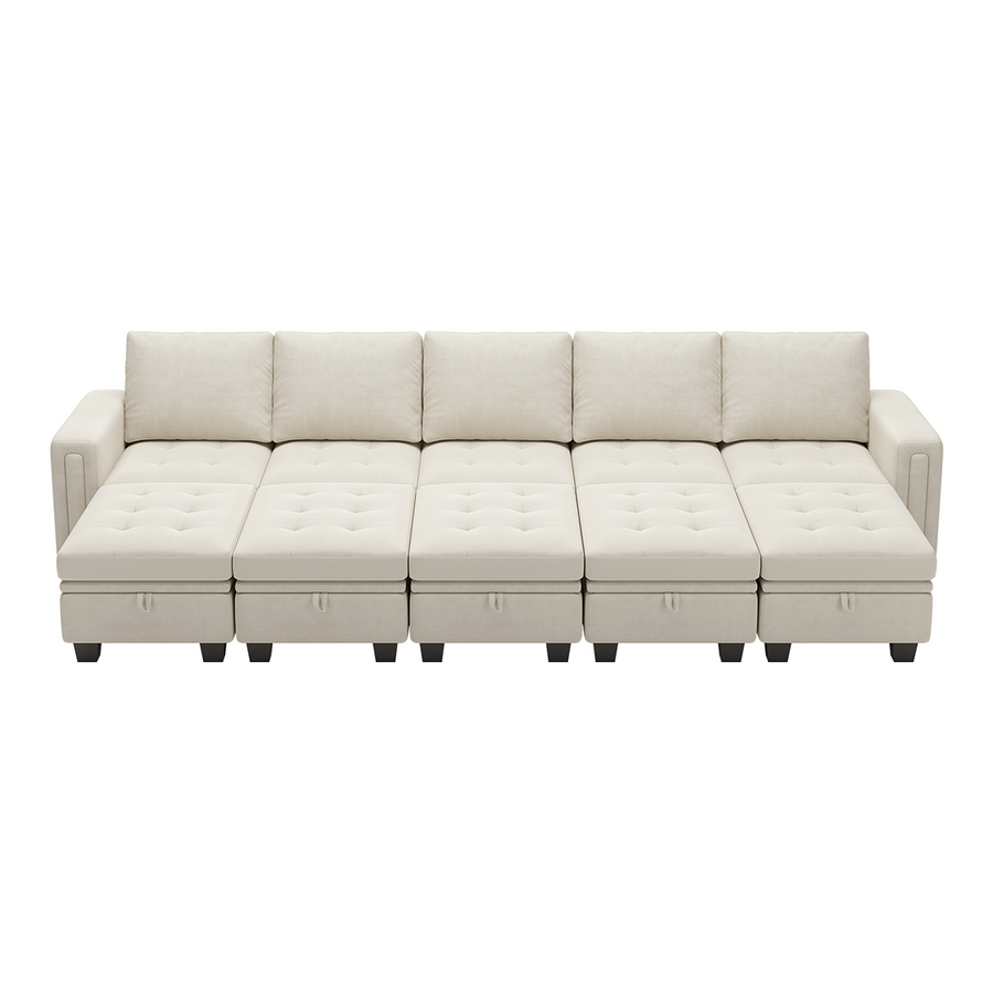 Cotton-Beige-/-Velvet-10-Seat-Open-Pit-Sectional
