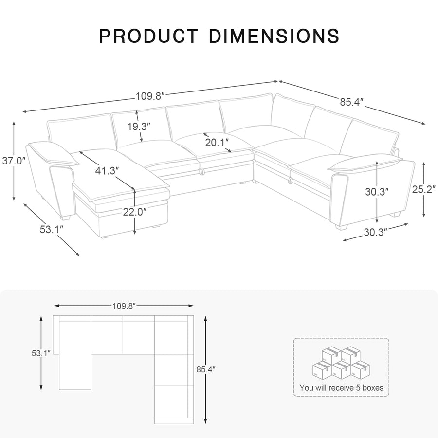 6-Seat-U-Shaped-Sectional-with-Reversible-Chaise-dimension