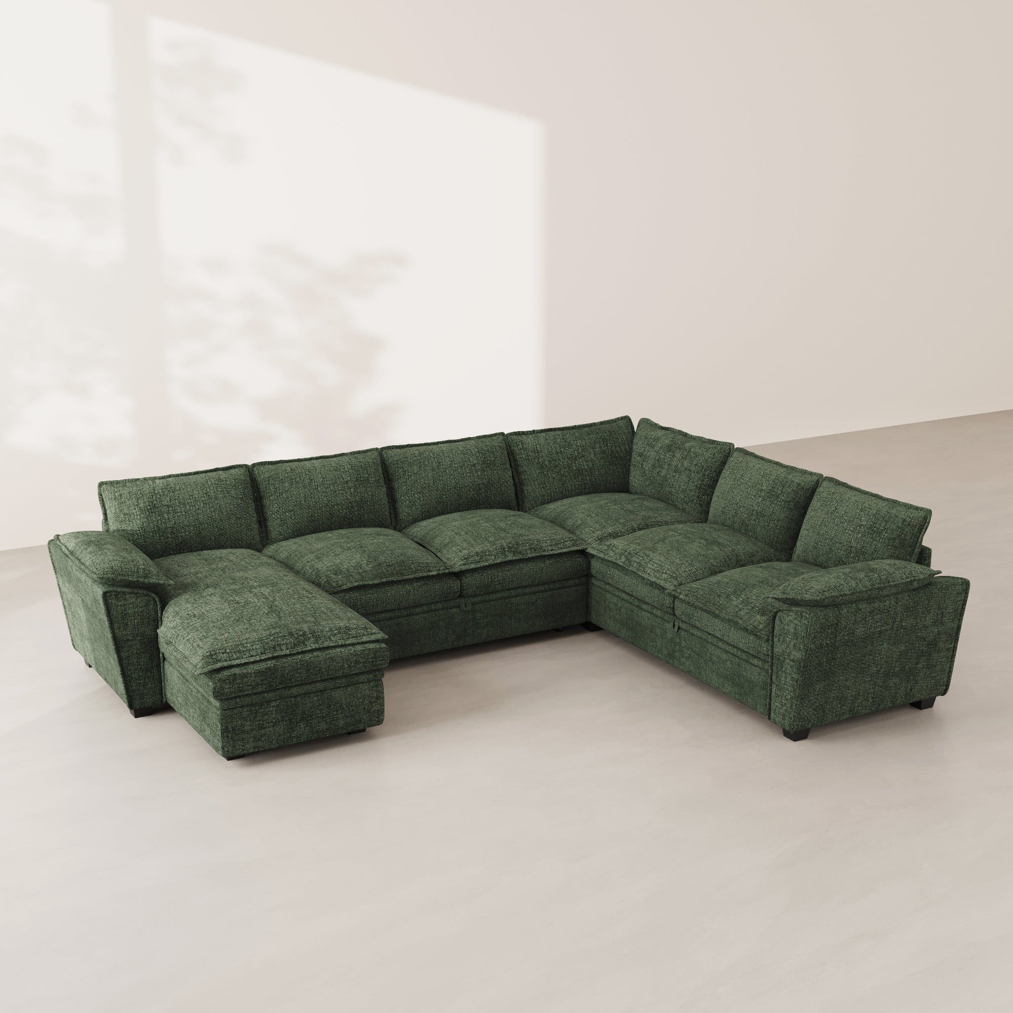 moss-green-/-chenille-7-Seats-Sectional