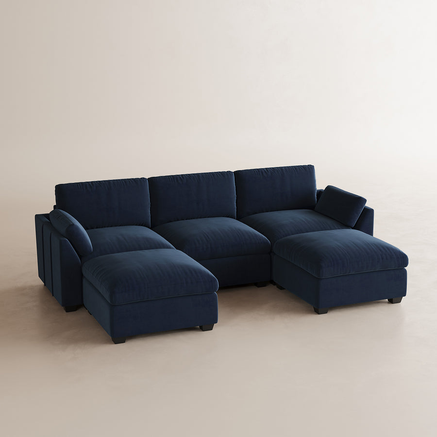 Navy-Blue-/-Velvet-5-Seat-U-Shaped-Open-Sectional