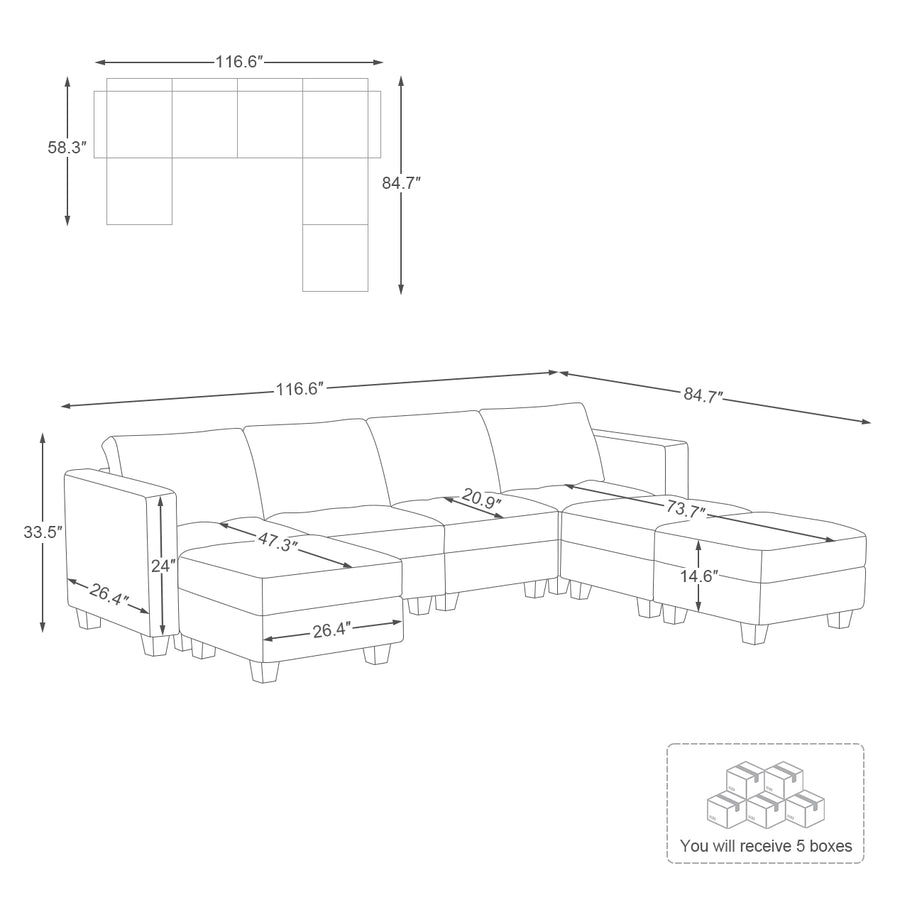 7-Seat-U-Shaped-Open-Sectional-dimension