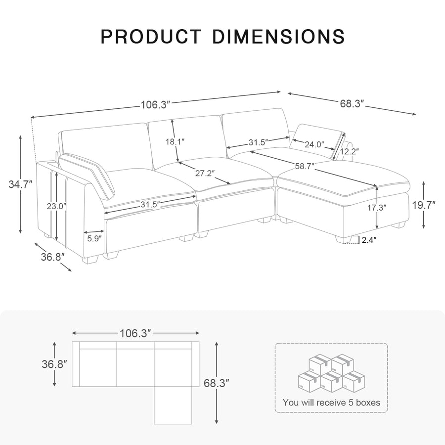 4-Seat-L-Shaped-Sectional-dimension