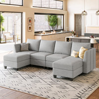 Cloud-Grey-/-Chenille-6-Seat-U-Shaped-Open-Sectional