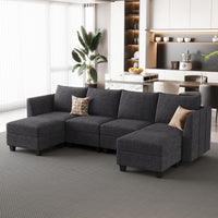 Graphite-Grey-/-Chenille-6-Seat-U-Shaped-Open-Sectional