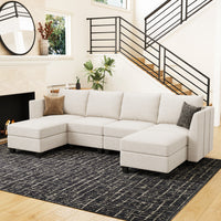 Misty-White-/-Chenille-6-Seat-U-Shaped-Open-Sectional