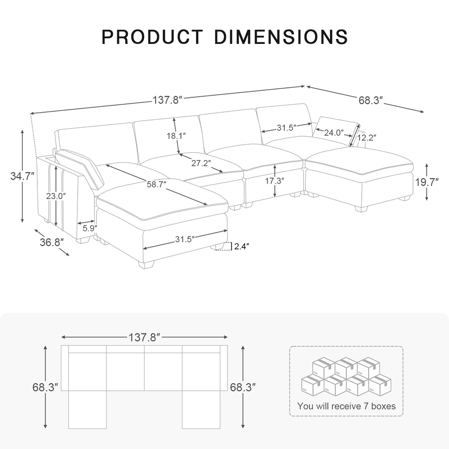 6-Seat-U-Shaped-Open-Sectional-dimension