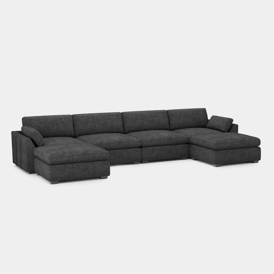 Graphite-Grey-/-Chenille-6-Seat-U-Shaped-Open-Sectional