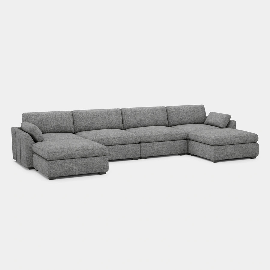 Silver-Grey-/-Chenille-6-Seat-U-Shaped-Open-Sectional