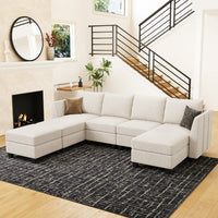 Misty-White-/-Chenille-7-Seat-U-Shaped-Open-Sectional