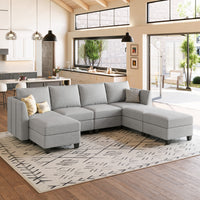 Cloud-Grey-/-Chenille-7-Seat-U-Shaped-Open-Sectional