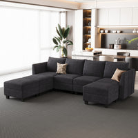 Graphite-Grey-/-Chenille-7-Seat-U-Shaped-Open-Sectional