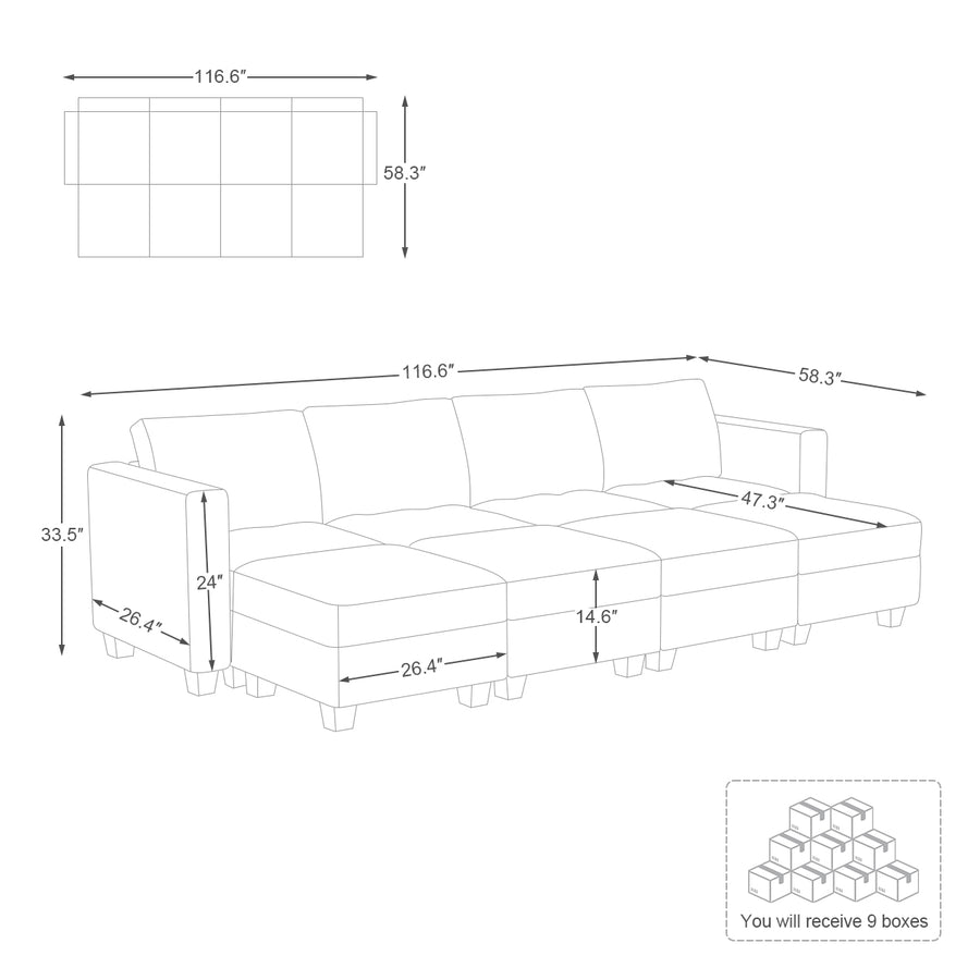 8-Seat-Open-Pit-Sectional-dimension
