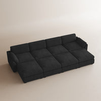 Obsidian-Black-/-Corduroy-8-Seat-Open-Pit-Sectional
