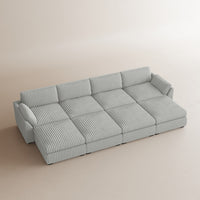 Cloud-Gray-/-Corduroy-8-Seat-Open-Pit-Sectional