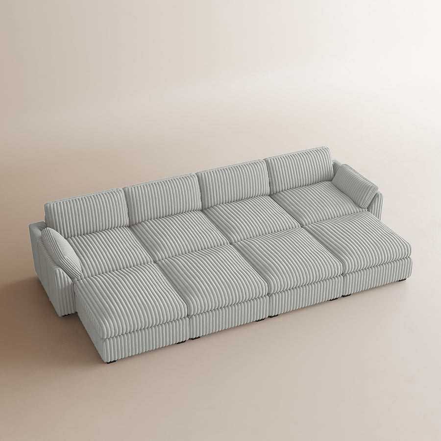 Cloud-Gray-/-Corduroy-8-Seat-Open-Pit-Sectional