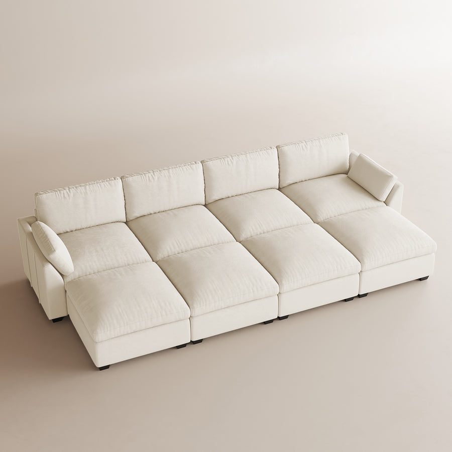 Cosmic-Latte-/-Velvet-8-Seat-Open-Pit-Sectional
