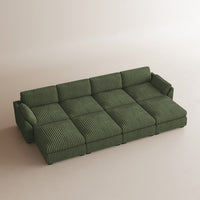 Olivewood-Green-/-Corduroy-8-Seat-Open-Pit-Sectional
