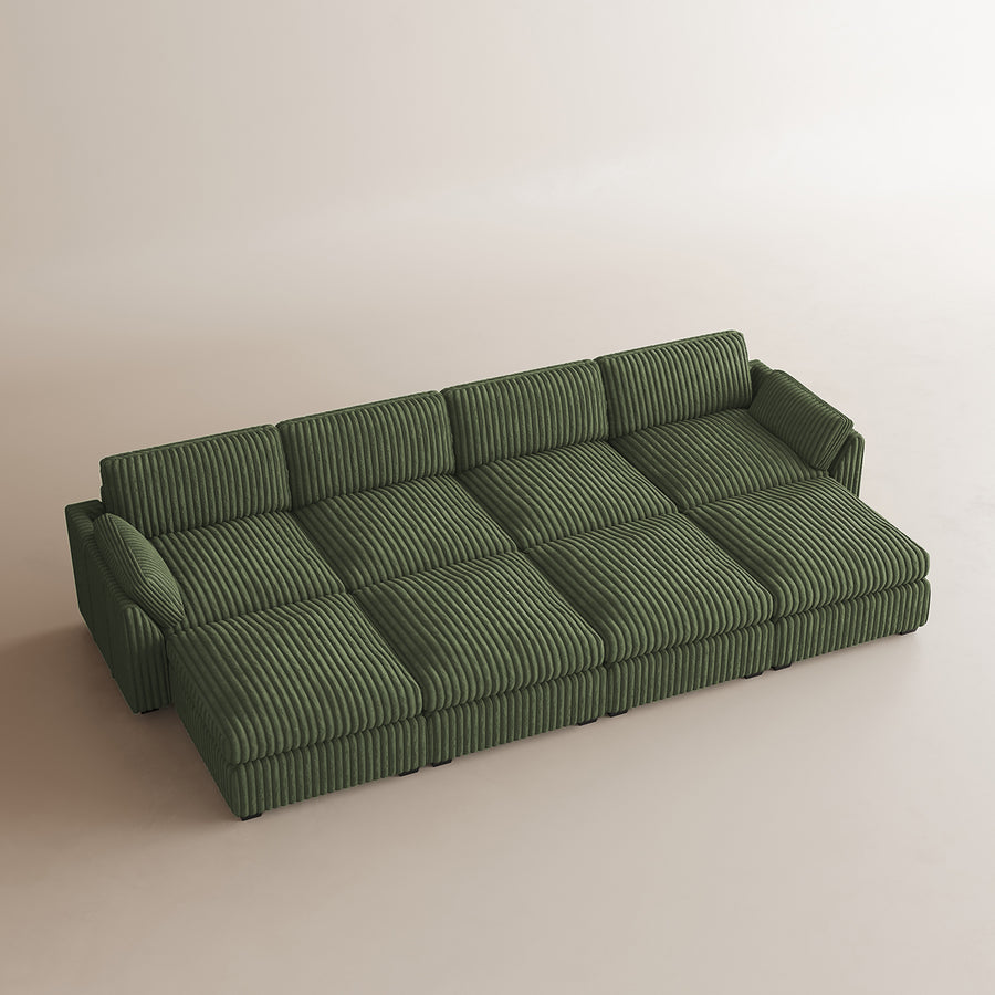 Olivewood-Green-/-Corduroy-8-Seat-Open-Pit-Sectional