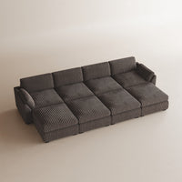 Mink-Brown-/-Corduroy-8-Seat-Open-Pit-Sectional