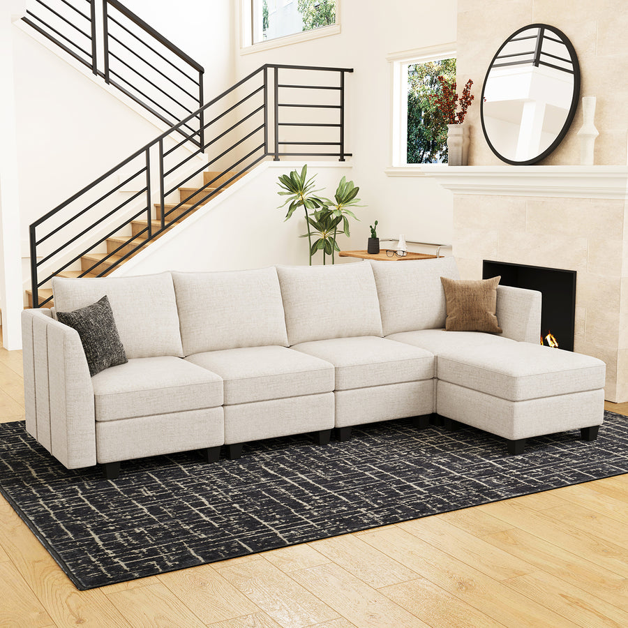 Misty-White-/-Chenille-5-Seat-L-Shaped-Sectional
