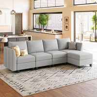 Cloud-Grey-/-Chenille-5-Seat-L-Shaped-Sectional