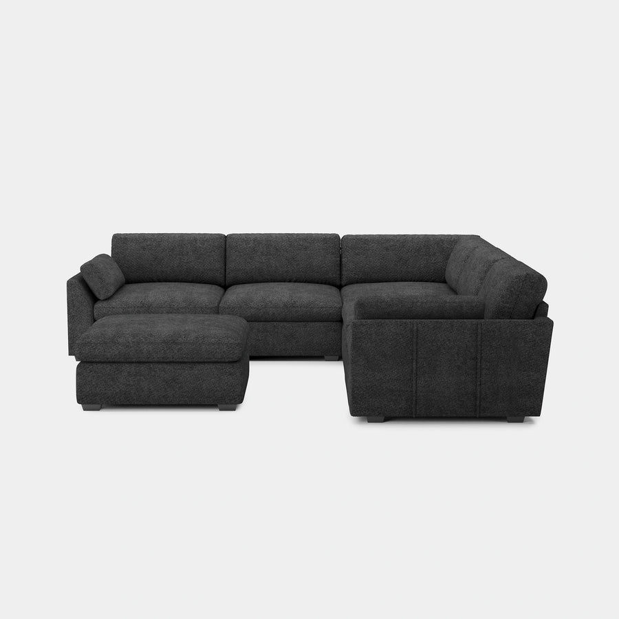 Graphite-Grey-/-Chenille-6-Seat-U-Shaped-Sectional-with-Return