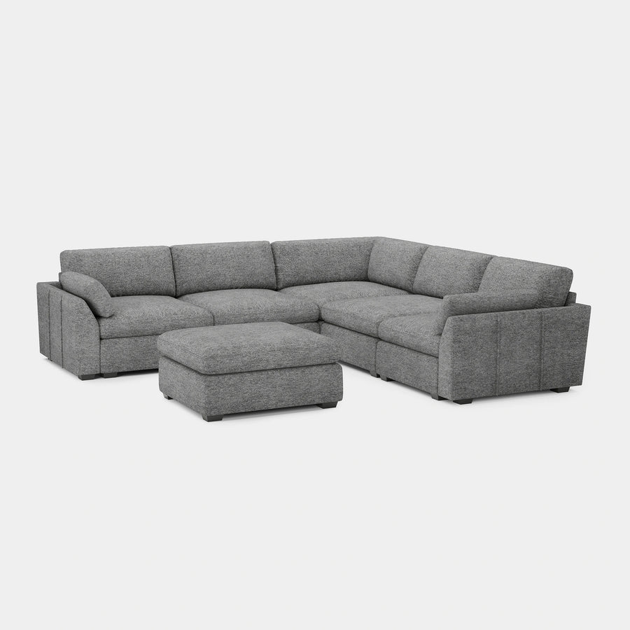 Silver-Grey-/-Chenille-6-Seat-U-Shaped-Sectional-with-Return