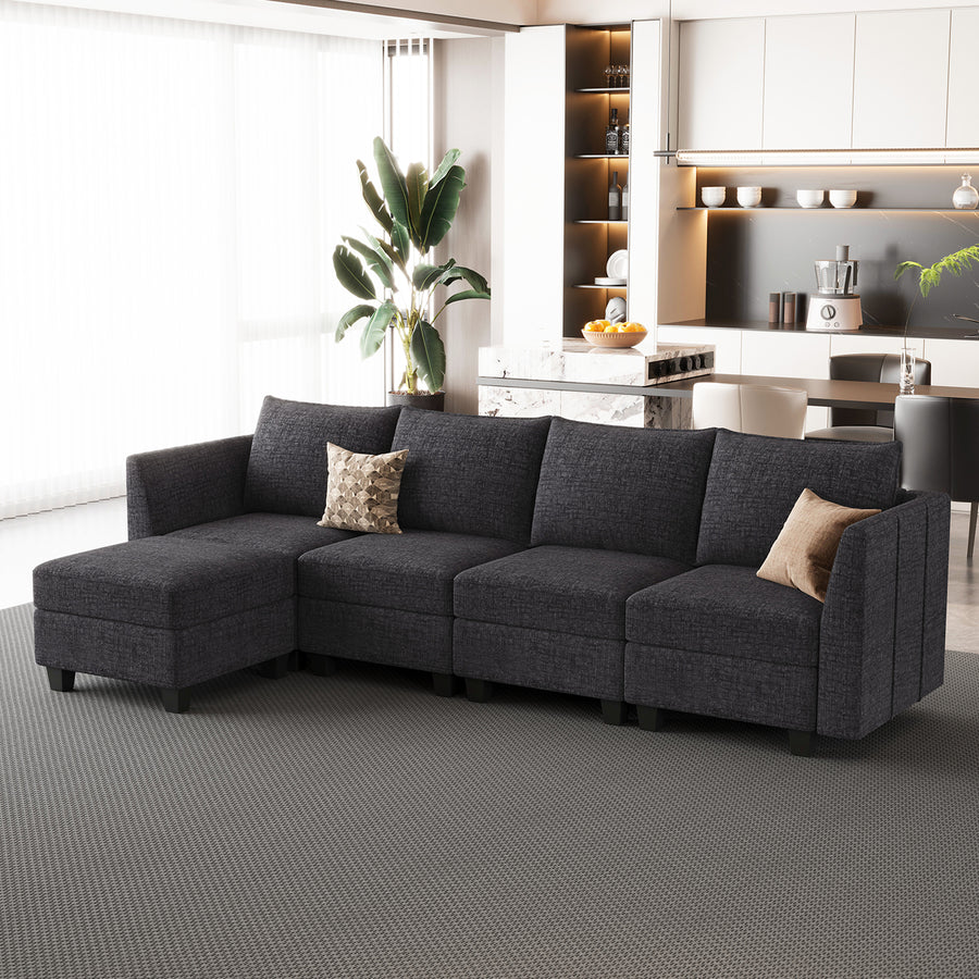 Graphite-Grey-/-Chenille-5-Seat-L-Shaped-Sectional