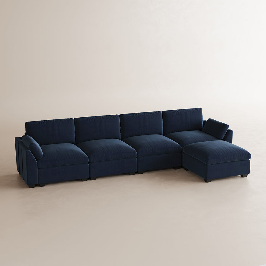 Navy-Blue-/-Velvet-5-Seat-L-Shaped-Sectional